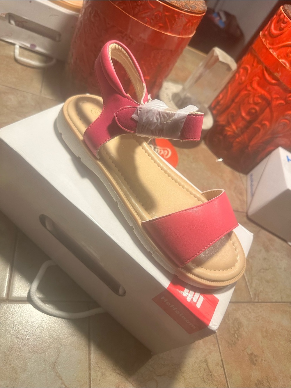 Girls' Pink Adjustable Strap Sandals